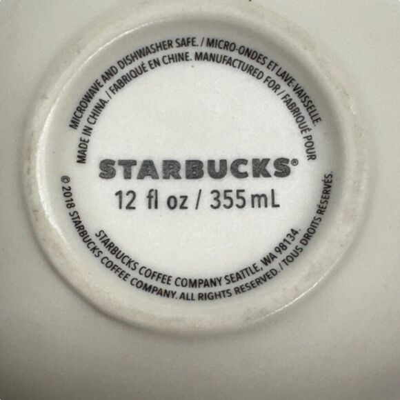 Starbucks Coffee 2018 Valentine's Mug Cup White Pink Handle Rainbow 12oz - Picture 7 of 8